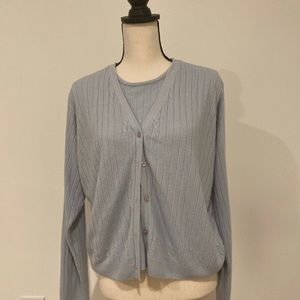 Light Blue Button Up Sweater Shirt